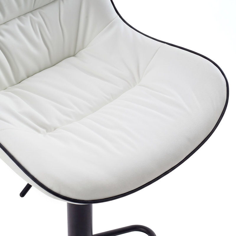 Latiera Swivel Adjustable Height Bar Stools Faux Leather Counter Stools with Footrest, White