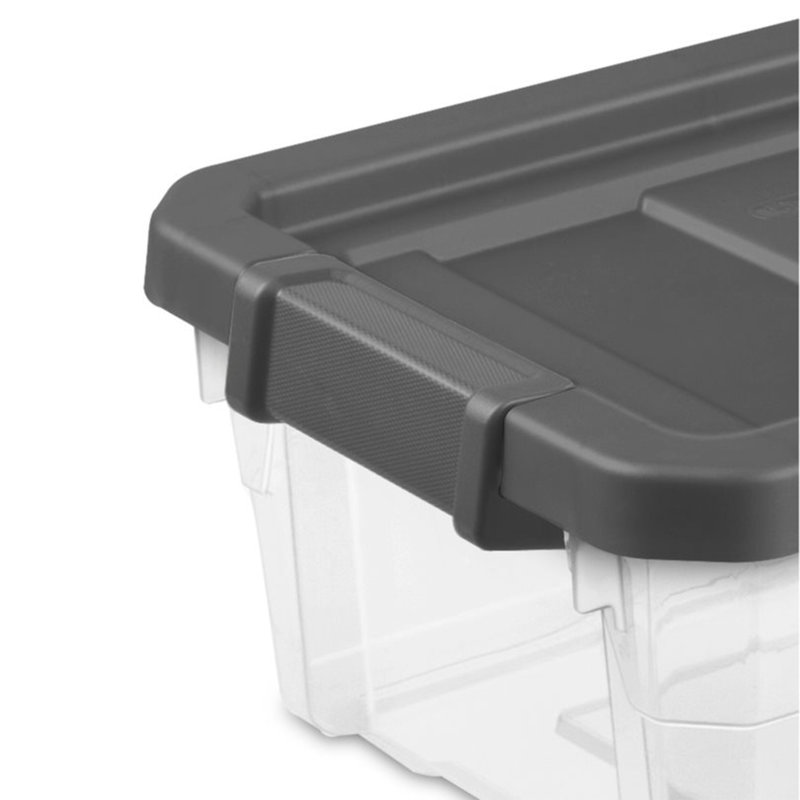 Contenants de rangement empilables en plastique transparent avec couvercle Sterilite, 16 pintes, Transparent / gris