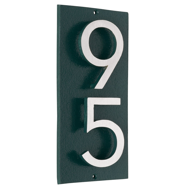 Floating 1-Line Wall Address Plaque, Hunter Green, Brushed Aluminum, Yes