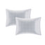 Édredon pour lit simple et drap avec coussin décoratif - rayures calmes bleues et grises