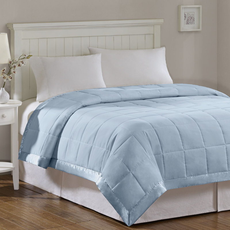 Twin Blue Satin Trim Down Alternative Blanket