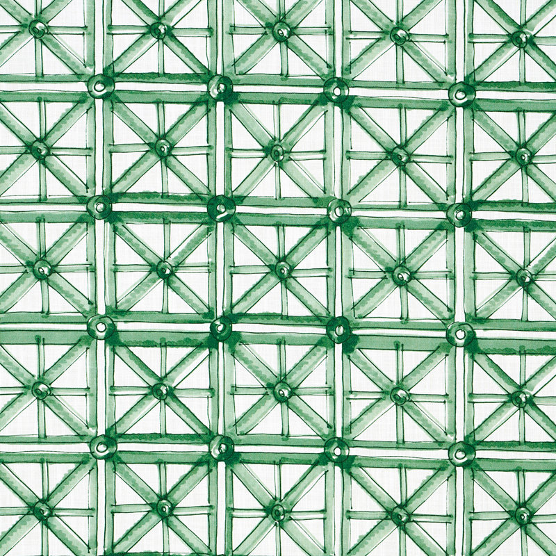 Schumacher x Mary McDonald Portail Francais Indoor/Outdoor Fabric, Emerald
