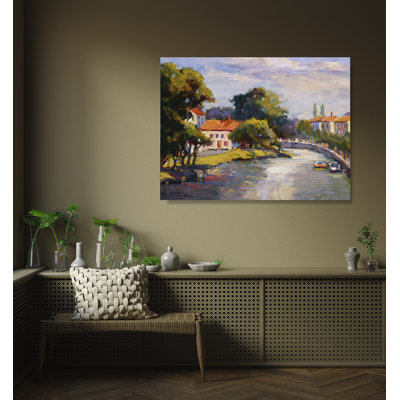 «French Village With Canal», reproduction d'art sur toile