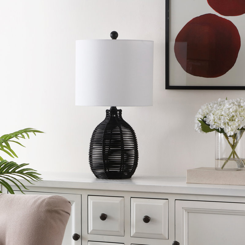 Robbin, 23 po, noir, lampe de table en rotin, Noir