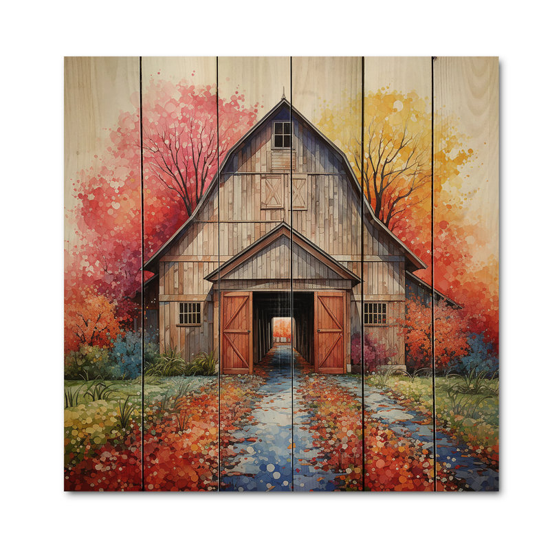 Beric Barn Symmetry Pointillism I sur impression sur bois, H 15 po x l 15 po x P 0,78 po