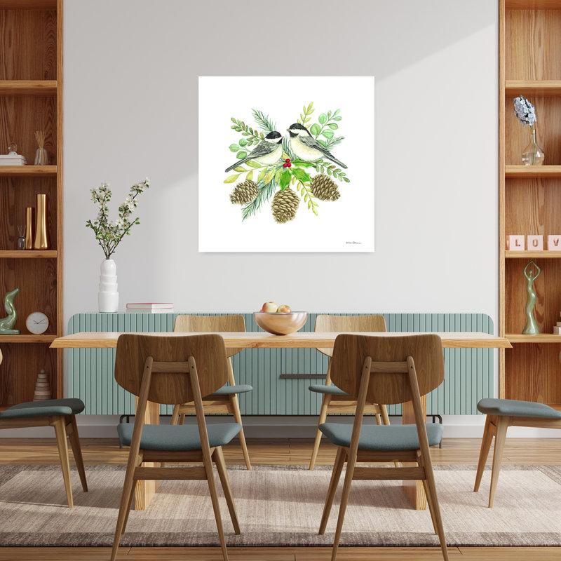 Nature, oiseaux, art contemporain, pin, hiver, nature, H 36 po x l 36 po