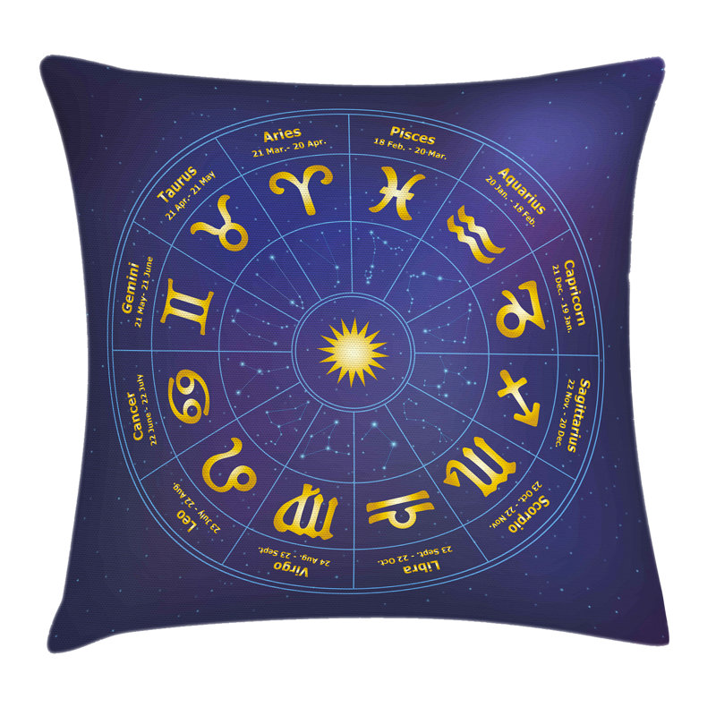 Horoscope Birth Dates Square Pillow Cover, 16" x 16"