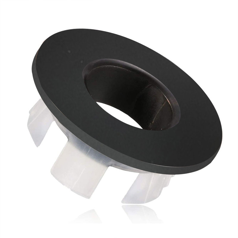 1.22 In. Sink Basin Vanity Trim Overflow Cover Brass Vessel Insert In Hole Round Caps (8-Pack), Matte Black