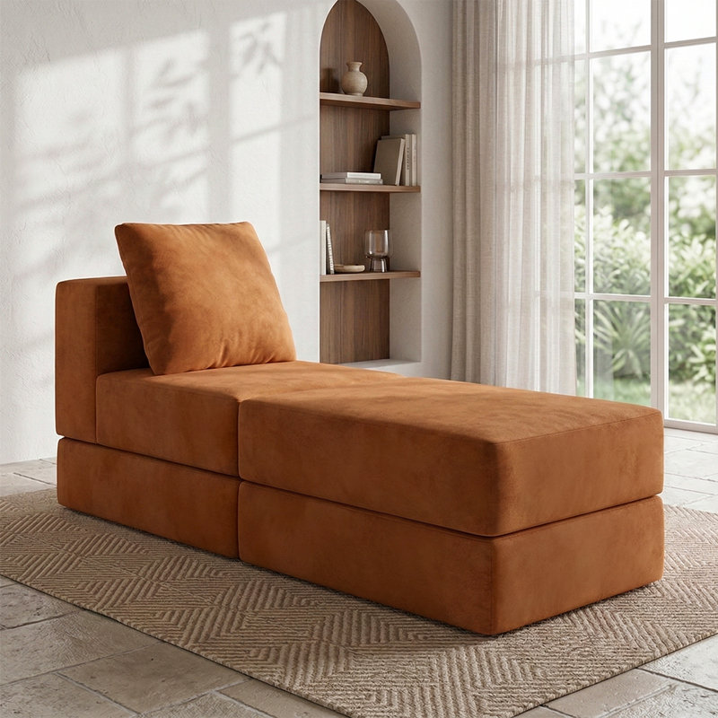 Canapé modulaire en velours 26,7 po Boneless, Orange