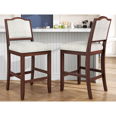 Ensemble de 2 tabourets de bar rustiques en bois d'hévéa pour îlot de cuisine