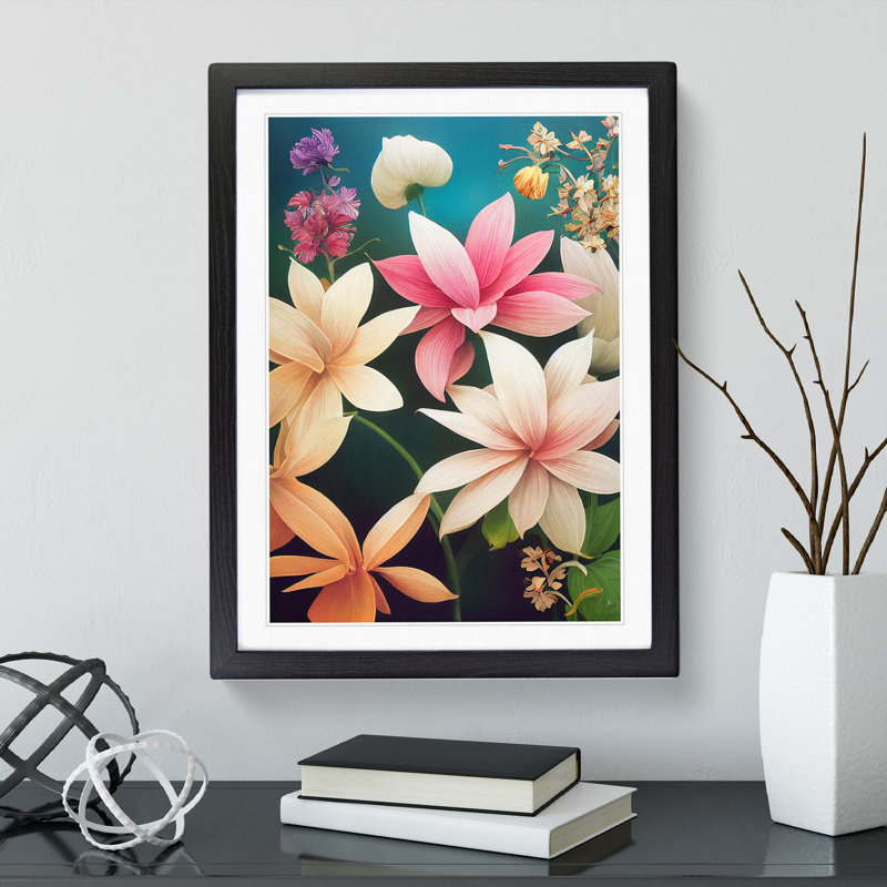 Exclusive Flowers - Single Picture Frame Print, 34cm H x 25cm W x 2cm D, Black Framed