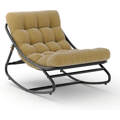 Chaise berçante Papasan, salon d'extérieur avec assise rembourrée, structure en métal, patio et salon, adulte