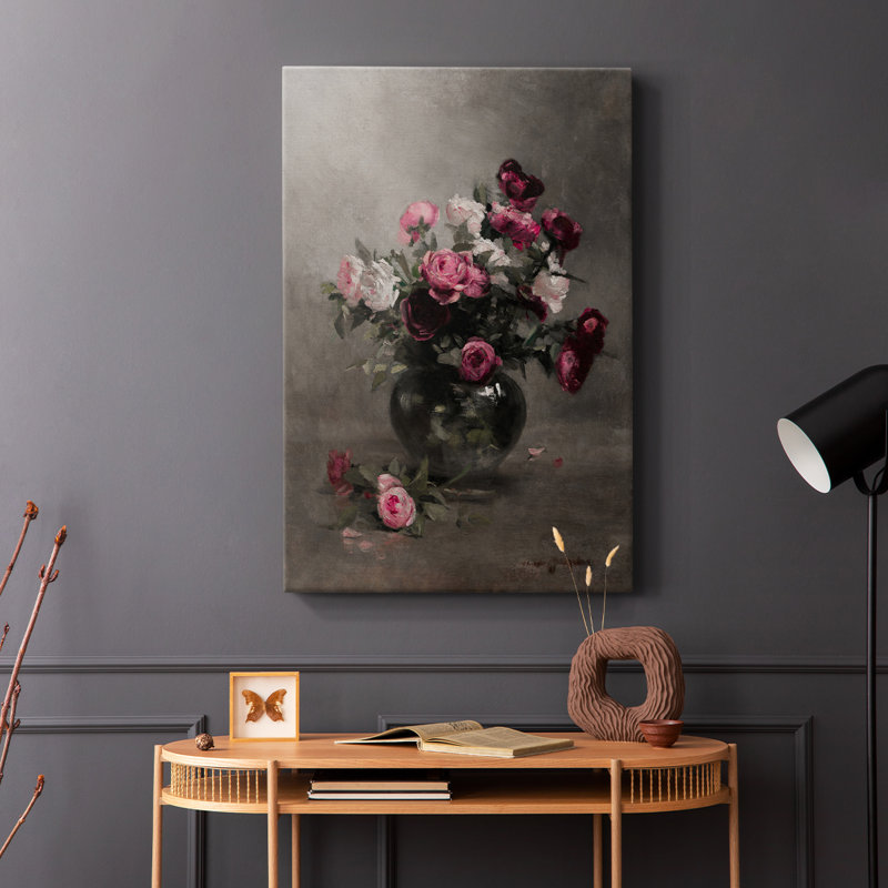 Motif floral rétro CCLVII - galerie Cavas, H 36 po x l 24 po