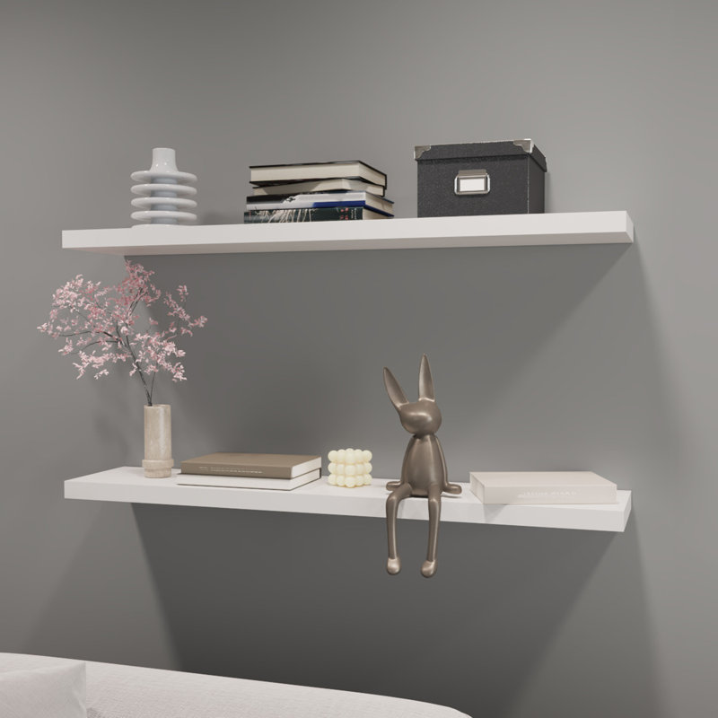 Benessa 2 Piece Floating Shelf, 3.8cm H x 120xm W x 25cm D, White