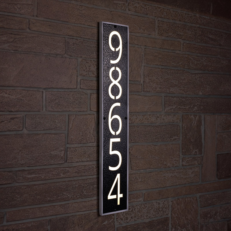 Plaque d'adresse moderne à DEL à 5 chiffres Modern, Argent / fer suédois, Oui
