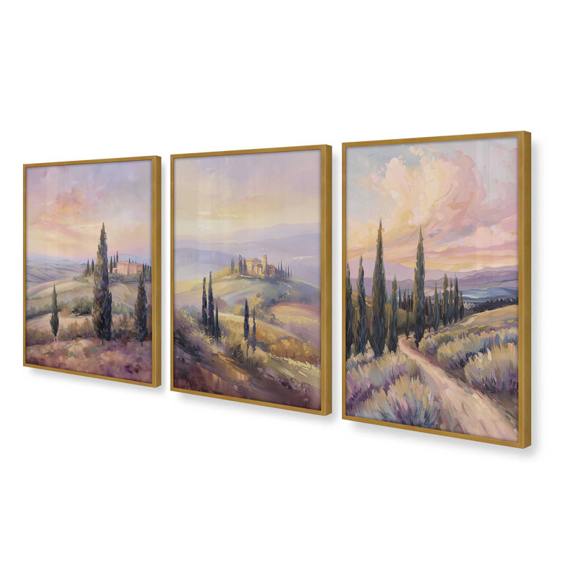 3 Piece Art Set, Or poli, H 37,25 po x l 25,25 po