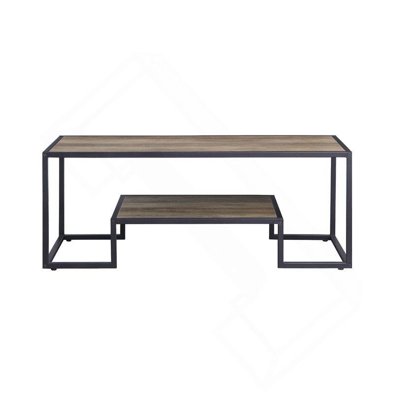 Table basse rectangulaire à 1 niveau, chêne rustique et noir