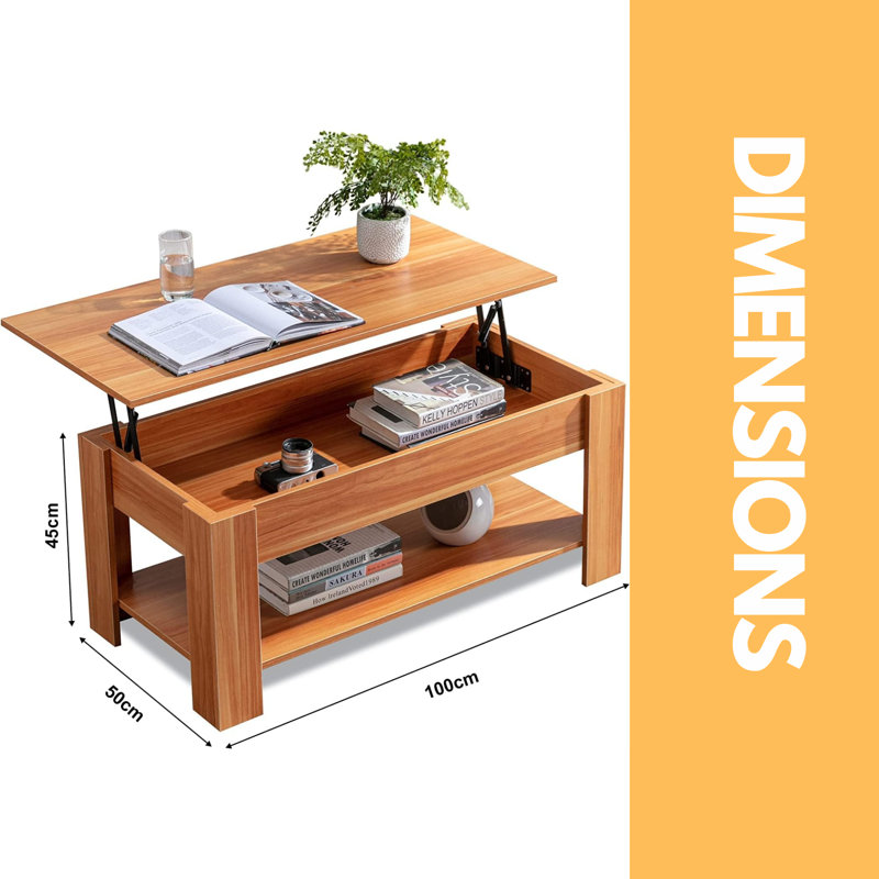 Najai 2 Tier Lift Top Coffee Table with Storage Living Room and Hidden Compartments