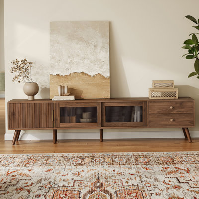 Meuble télé 76 po avec portes en verre 76 po Modern Minimal Modern Doors