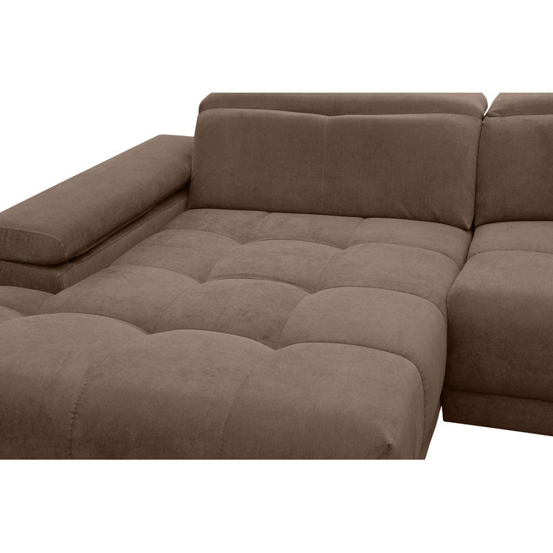 Jafiya 4 Seater Velvet Sofa Bed, Brown, Left Hand Facing