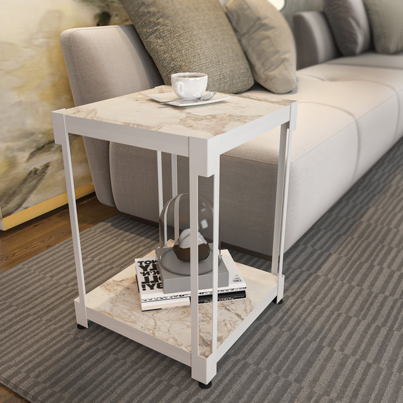 Table de bout avec rangement Frame, Blanc