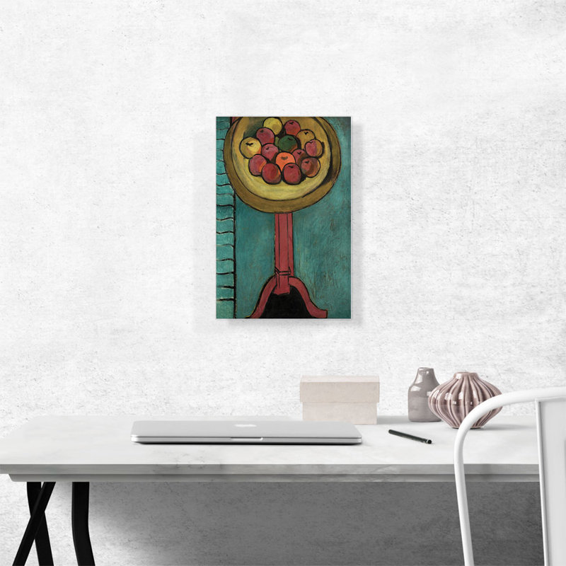 «Bowl of Apples on a Table 1916» par Henri Matisse - reproduction d'art sur toile tendue, H 18 po x l 12 po x P 0,75 po