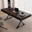 Bureau rectangulaire à 3 tiroirs couleur bois fumé + bois manufacturé noir + acier au carbone-1128718533
