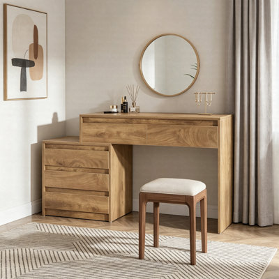 5-Drawer Makeup Vanity Desk, 63" Modern Dressing Table With Movable Cabinet & Storage