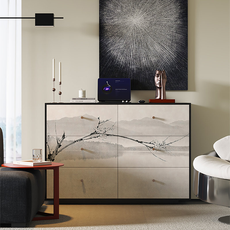 Buffet 47,2 po à six tiroirs commode