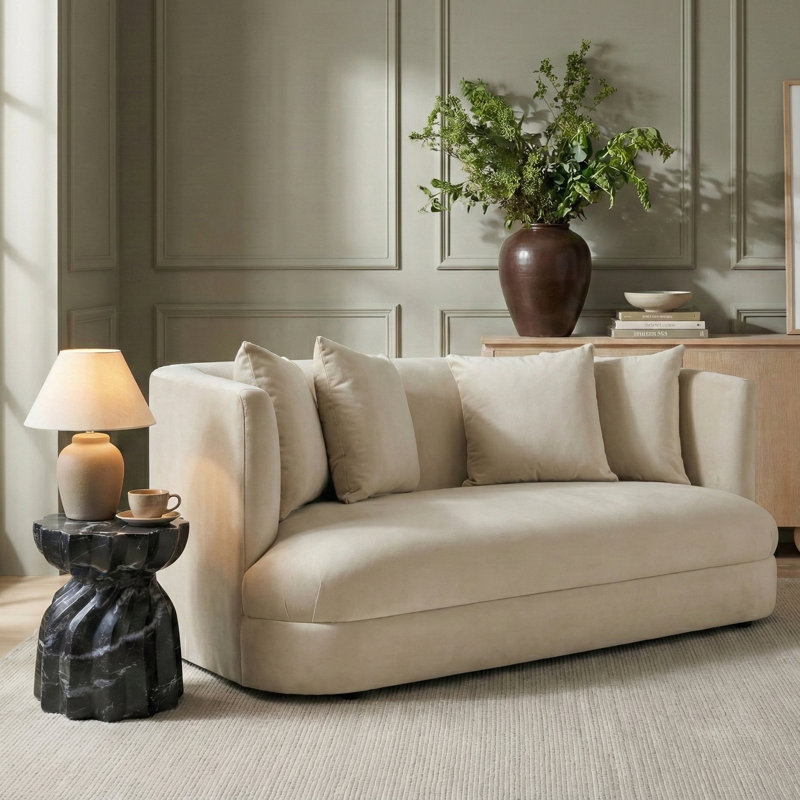 Alder Velvet Loveseat, Cream Velvet