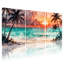 Palmiers, coucher de soleil tropical, plage, palmiers, ensemble de 3 impressions sur toile-579335529
