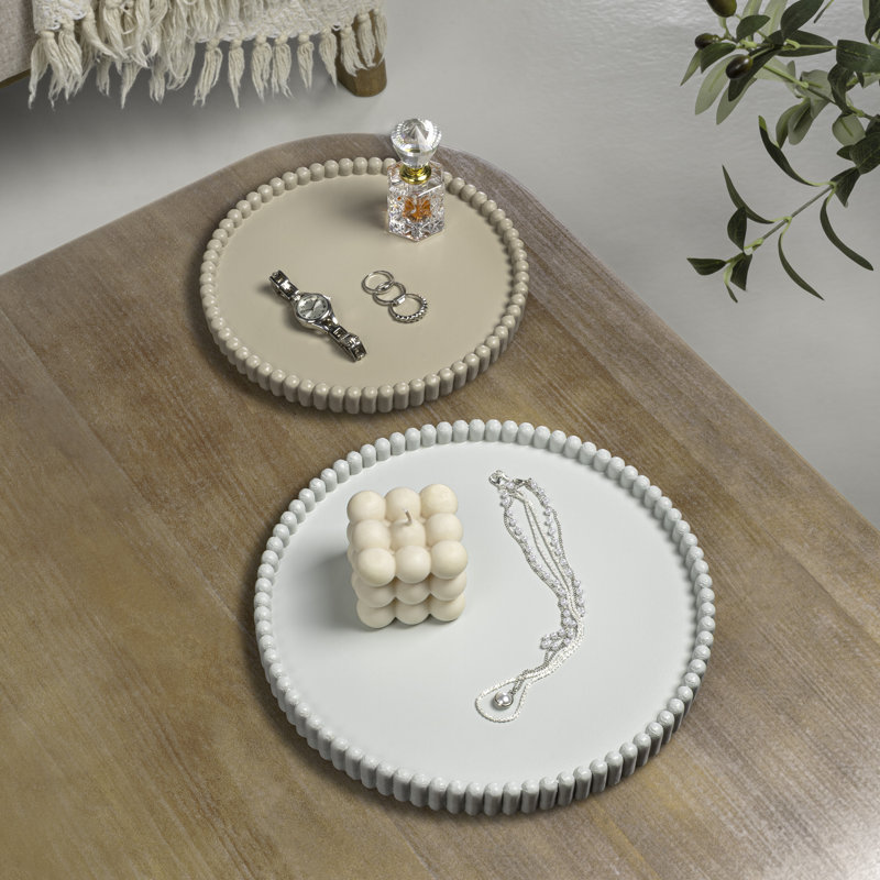 Ensemble de 2 plateaux à bijoux Opulence, Bleu pâle / pierre, Couleur unie