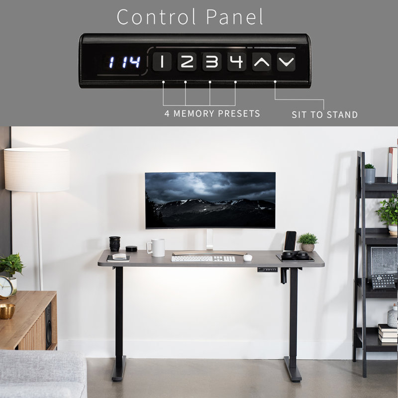 Dark Gray and Black Adjustable Height Electric Standing Desk