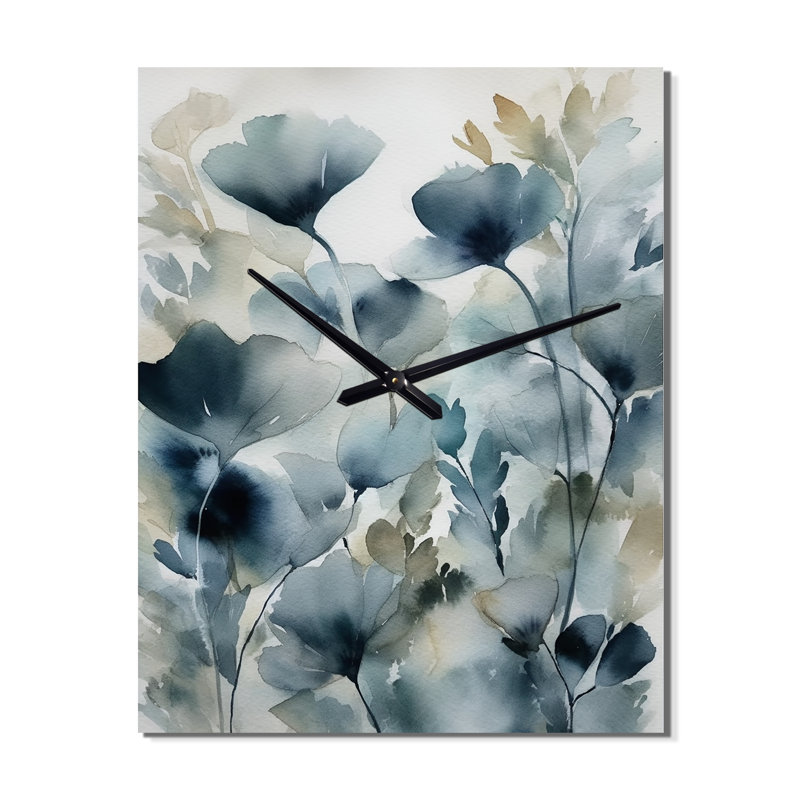 Horloge murale moderne à feuilles et feuilles II, H 28 po x l 12 po x P 1 po
