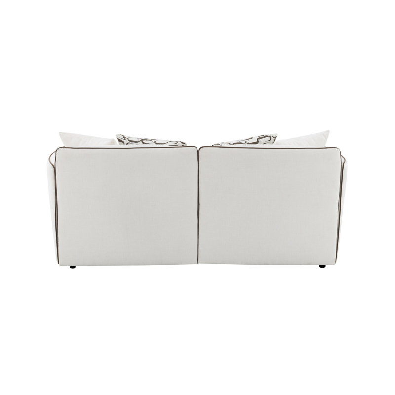 Causeuse en chenille beige avec 4 coussins Yolanda