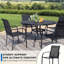 Ensemble de salle à manger 5 pièces pour l'extérieur, table ronde en maille avec 4 chaises noires, table de patio noire avec trou de parasol pour jardin, cour, patio-1332190334