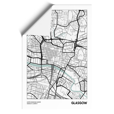 Map Glasgow UK - Frameless Print