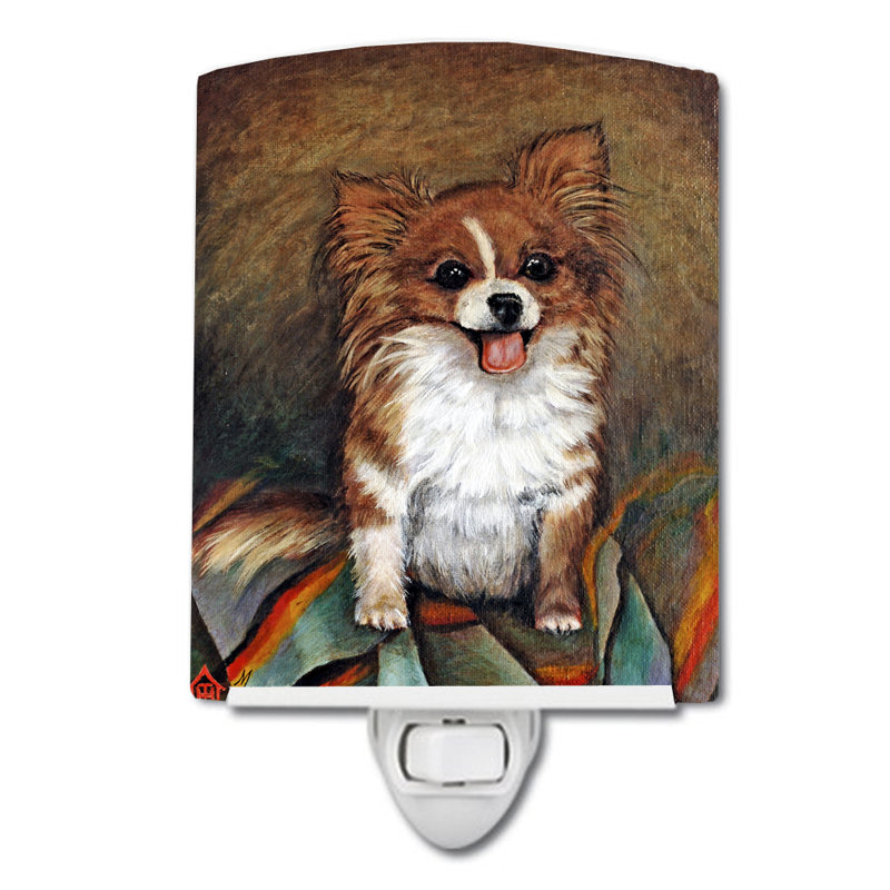 Lampe de nuit en céramique à poils longs cecilia chihuahua