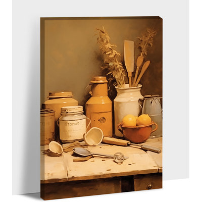 Grande affiche de vaisselle de style campagnard rustique Adriany, reproduction d'art pour la cuisine, salle à manger, décoration intérieure, 32 po x 48 po