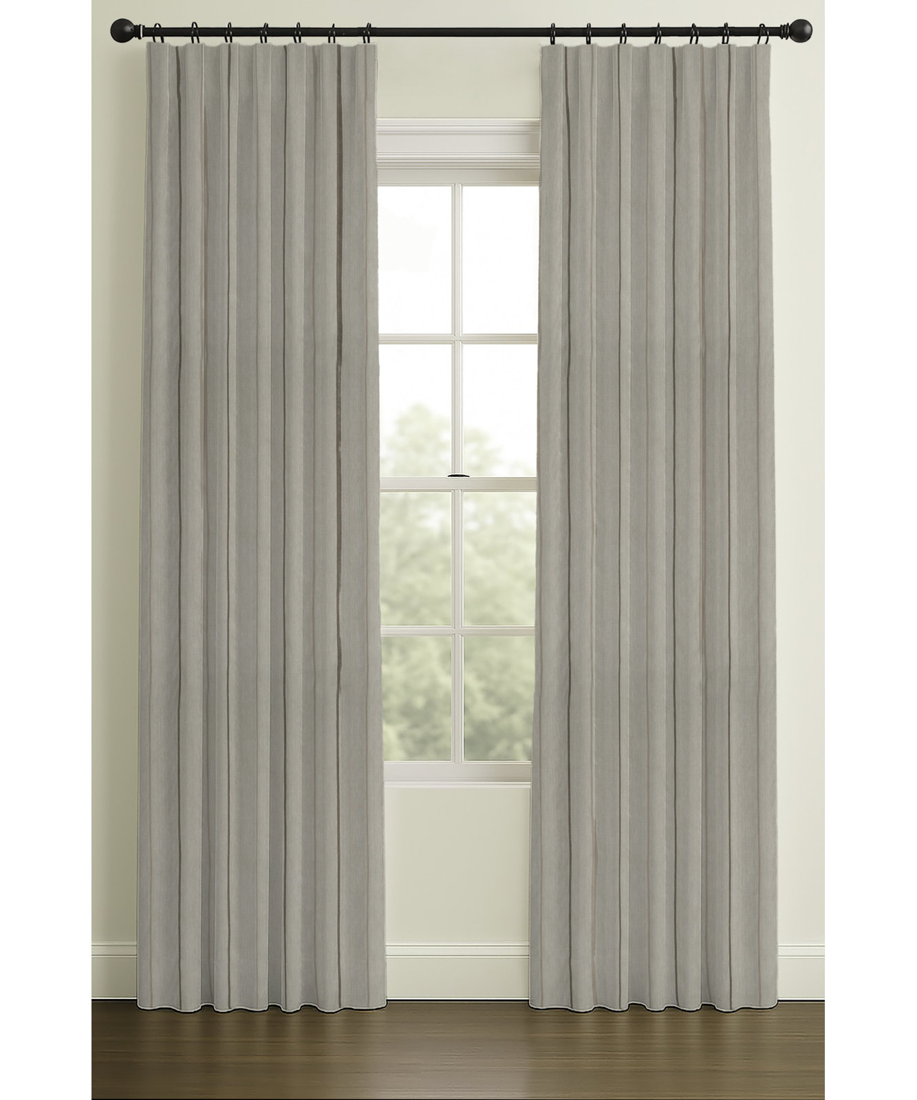 Vienne Linen Herringbone Curtain in Natural, Inverted Pleat, Double, 33" W x 120" L