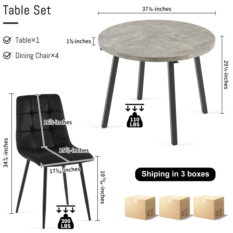 Santiago 5 - Piece Dining Set, Black