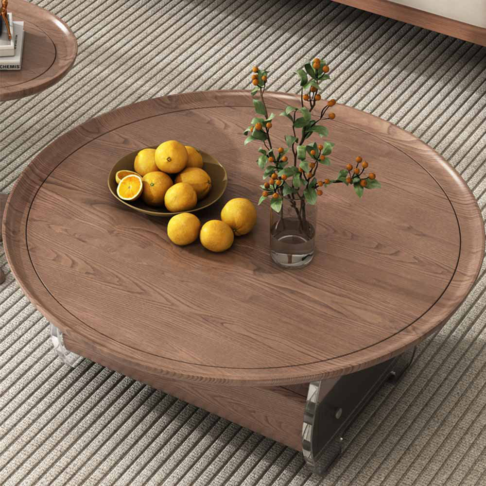 Bkoksety Solid wood new style round creative tea table | Wayfair
