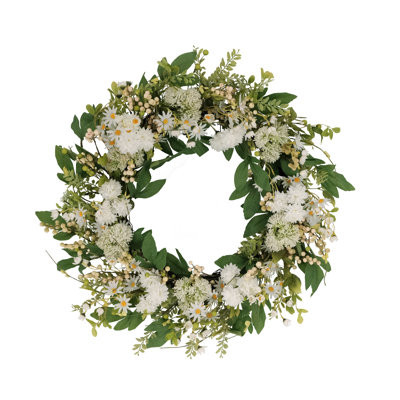 30" Artificial Chrysanthemum and Daisy Floral Spring Wreath   