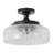 Modern 12.2" 3-Light Matte Black Flush Mount Ceiling Light with Textured Clear Glass Shade