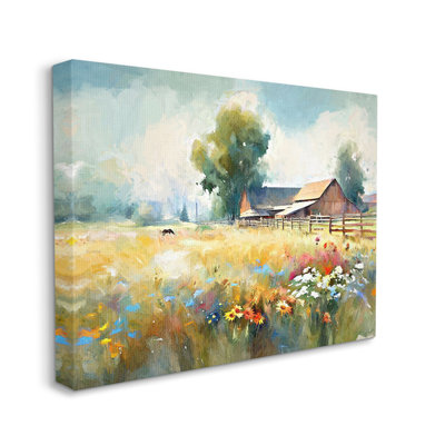 " Barn In Meadow Painting " by Ramona Murdock