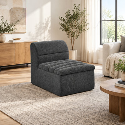 Fauteuil modulable une place en chenille noire – Aucun assemblage requis, 74 cm de large