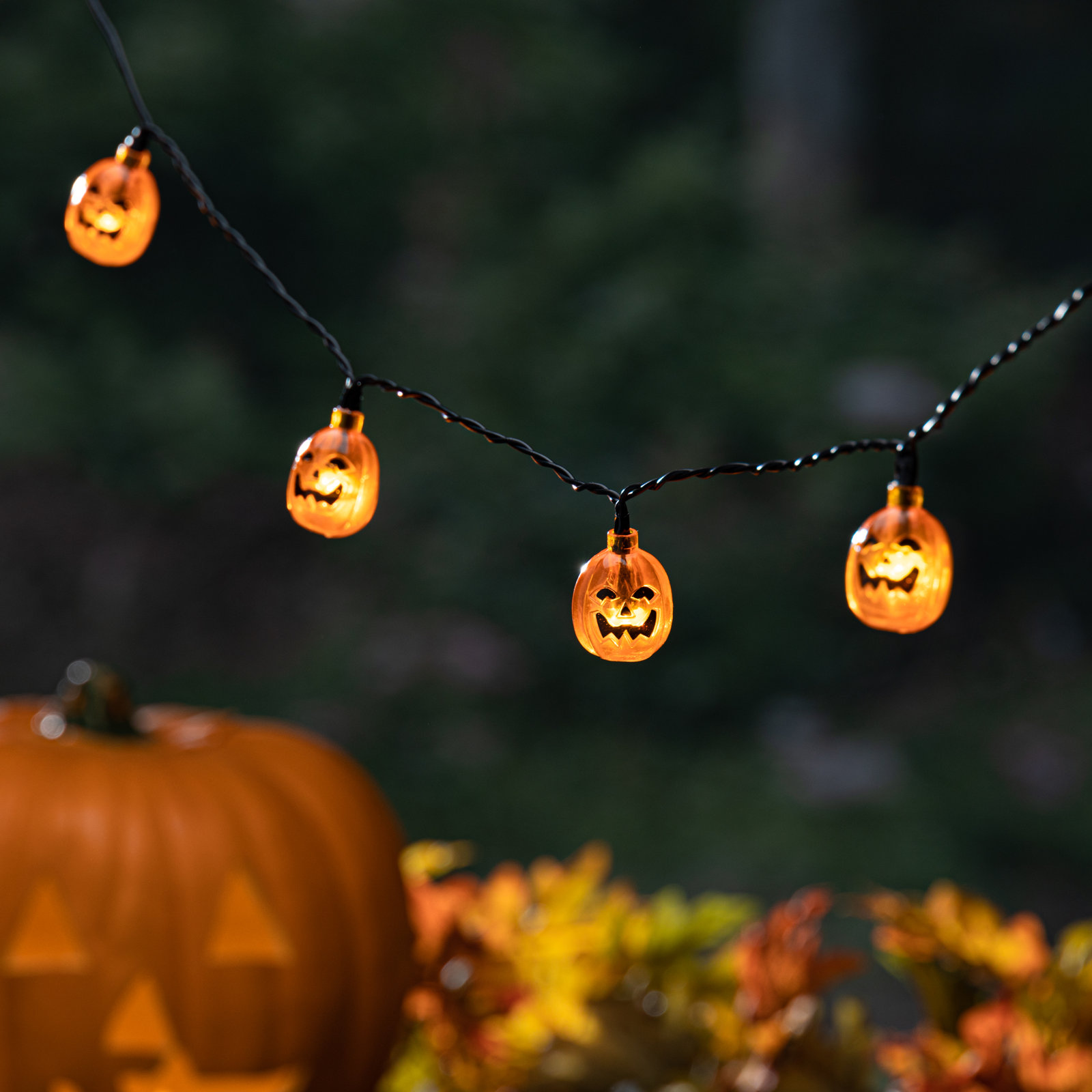Solar Jack-O'-Lantern Pumpkin String Lights