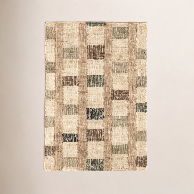 Mosaic Blue Handwoven Jute Rug, Rectangle 10' x 14'