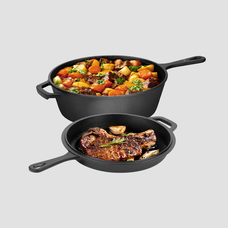 Cocotte en fonte 2 en 1 avec couvercle de poêle Overmont