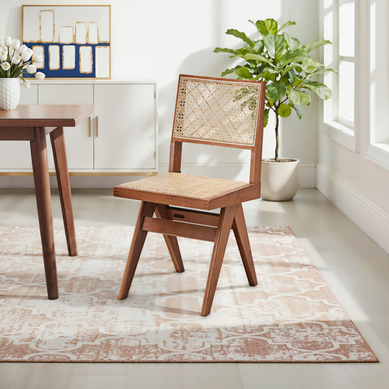 Chaise d'appoint en bois composite brun Javier (ensemble de 2) à dossier ouvert